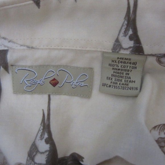 Royal Palm Men Hawaiian camp shirt pit to pit 27 XL aloha luau tropical fishing - Picture 9 of 9